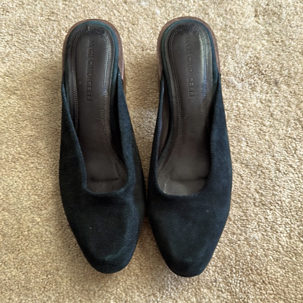 Mari Giudicelli suede black mules, size 36
